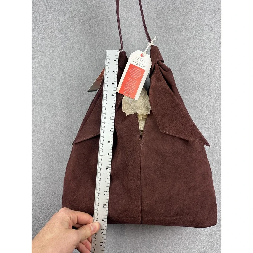 Divina Firenze Shoulder Bag Womens Large Burgundy Suede Leather Handmade Italy - Picture 7 of 11